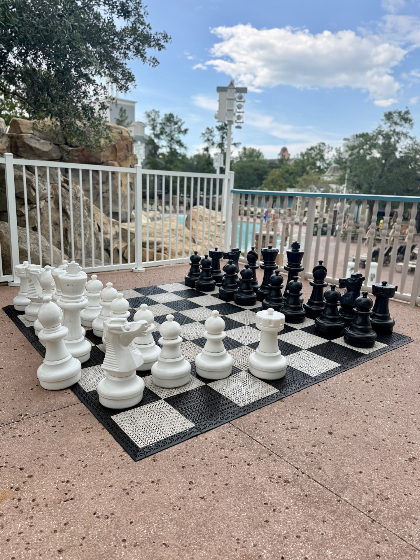 Giant chess board at a Disney resort